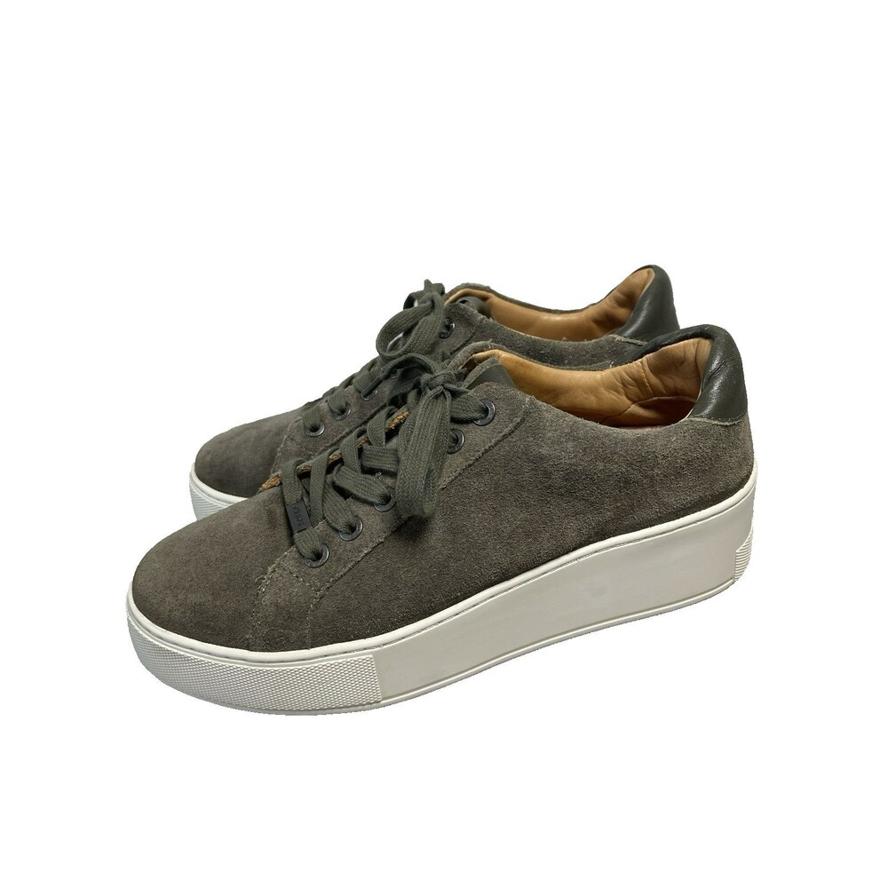 J Slides NYC Women's Suede Platform Lace Up‎ Sneakers 8.5 M Army Green